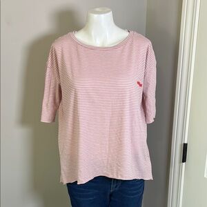 Frank and Eileen Tee Lab Tshirt Pink White Stripe Short Sleeve Cotton Sz S NEW